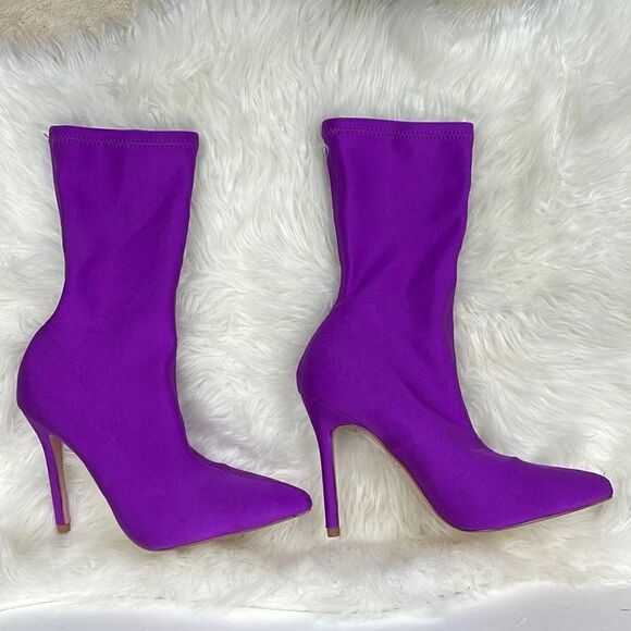 Cape Robbin | pink Lycra Slip on booties 8M 4 1/2” heel, Lexy -1 - Picture 5 of 8